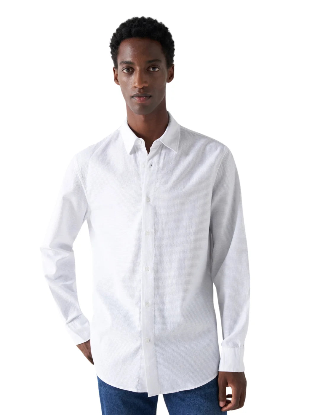 Camisa De Algodón Salsa Jeans Textura Blanco | Bicos de Fío