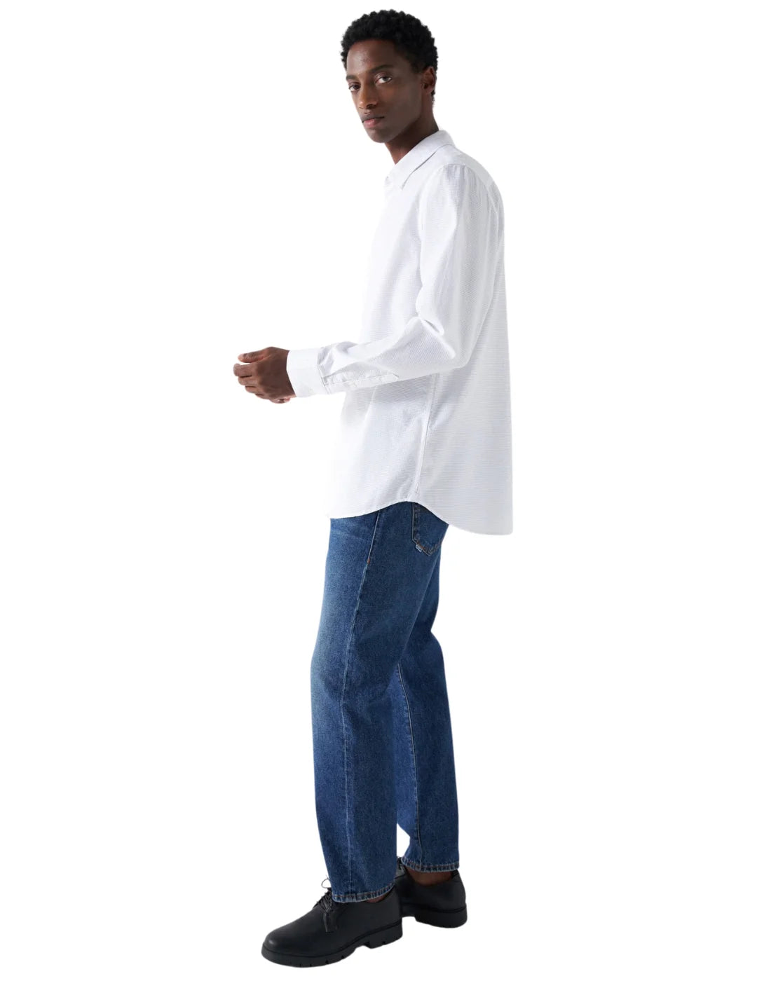 Camisa De Algodón Salsa Jeans Textura Blanco | Bicos de Fío