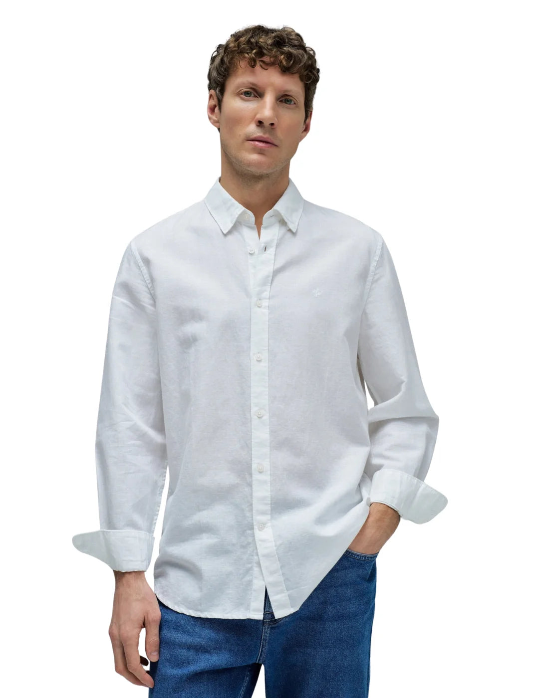 Camisa Mezcla Lino Salsa Jeans Blanco | Bicos de Fío