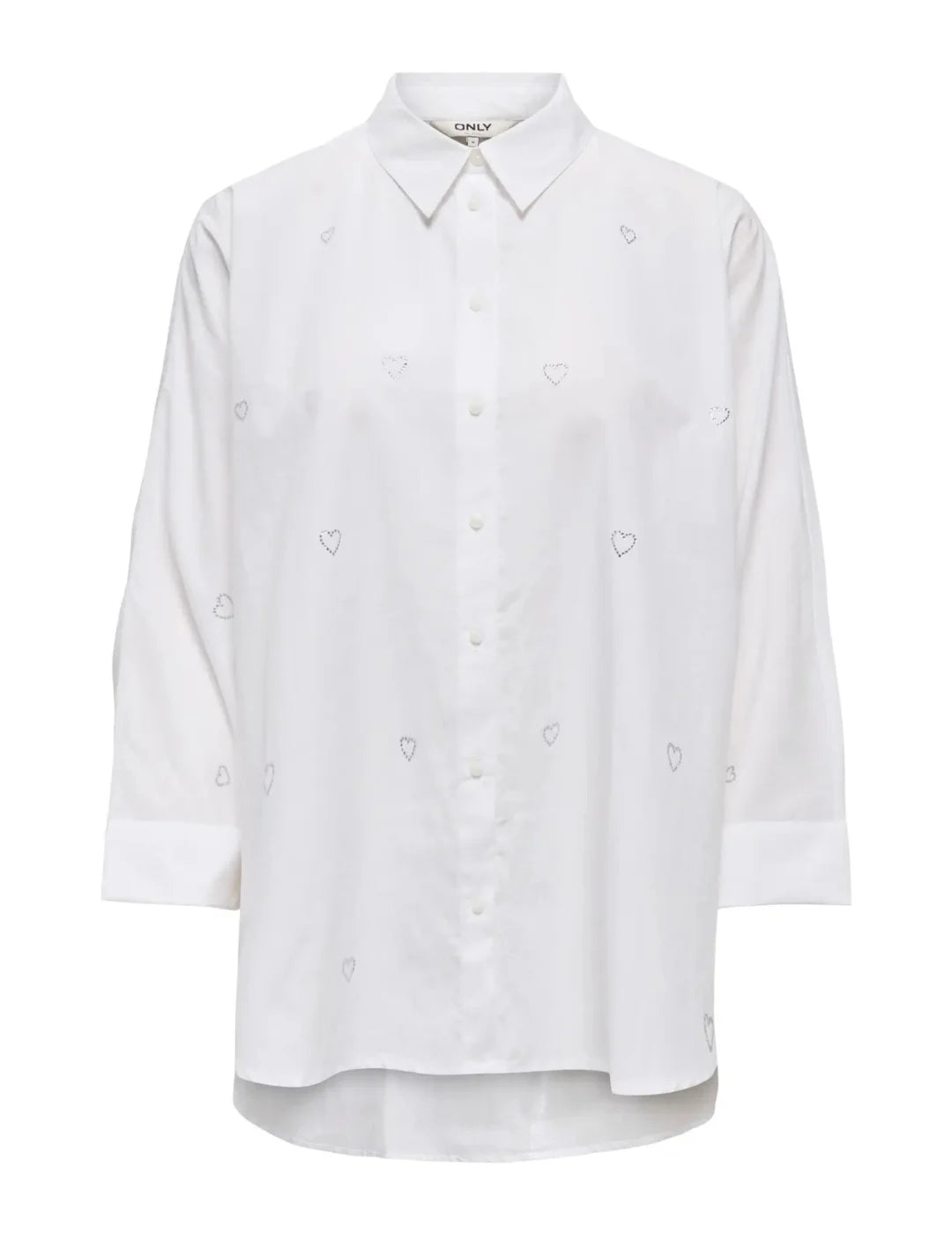 Camisa ONLY New Sara Heart Brillo Blanco | Bicos de Fío