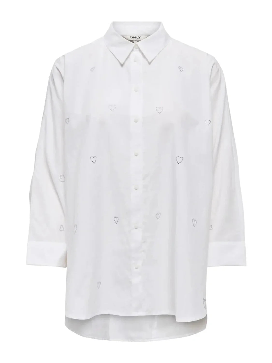 Camisa ONLY New Sara Heart Brillo Blanco | Bicos de Fío