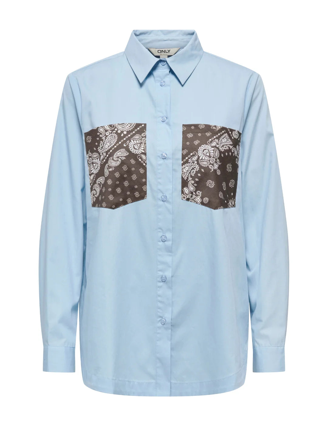 Camisa ONLY New Sable Lidia Bolsillos Azul | Bicos de Fío