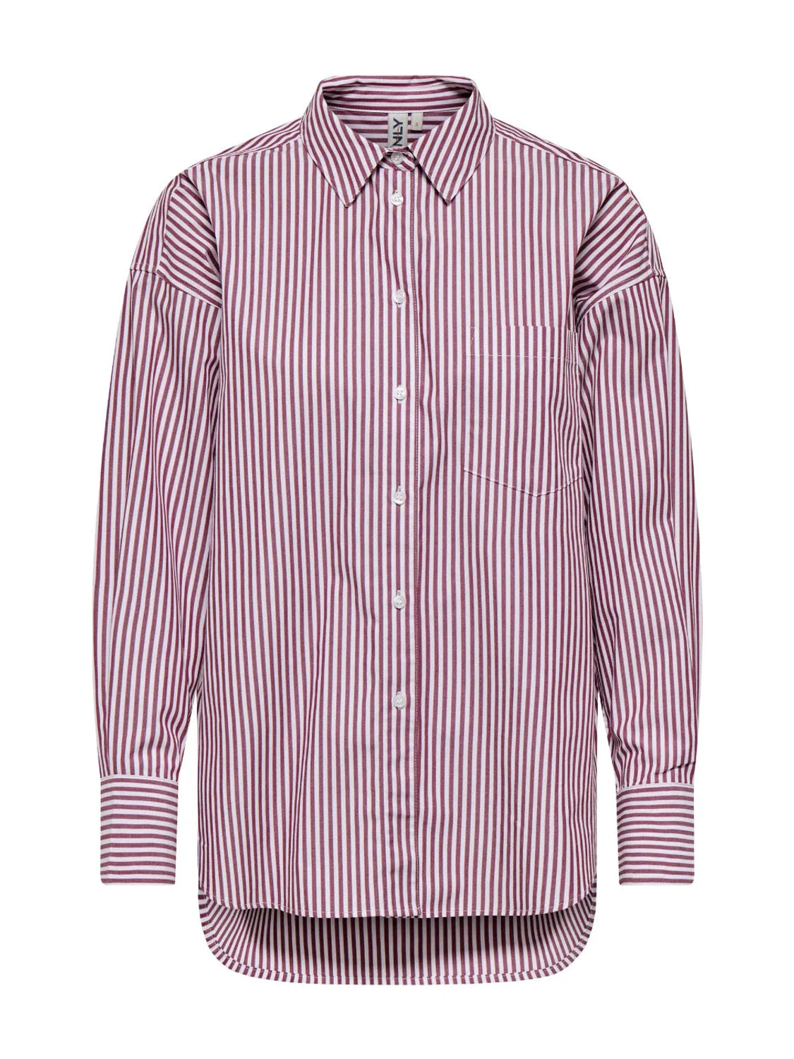 Camisa ONLY Virana Rayas Granate Fig | Bicos de Fío