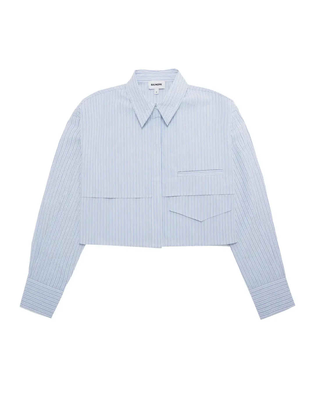 Camisa Popelin Cropped BALMOHK Azul | Bicos de Fío