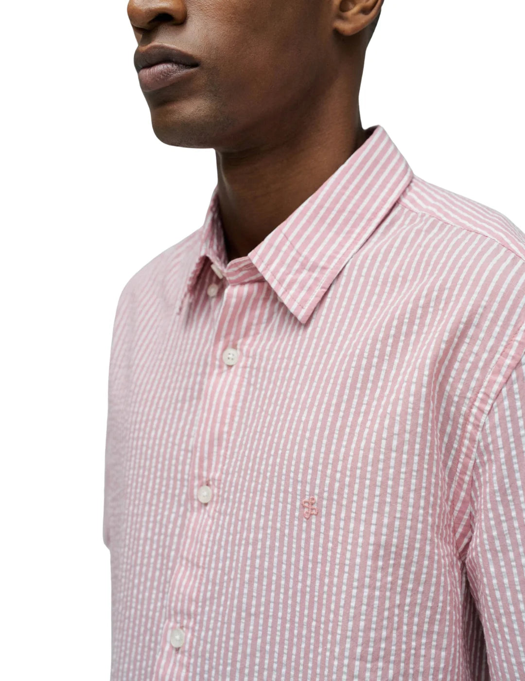 Camisa Rayas Seersucker Salsa Jeans Rosa | Bicos de Fío
