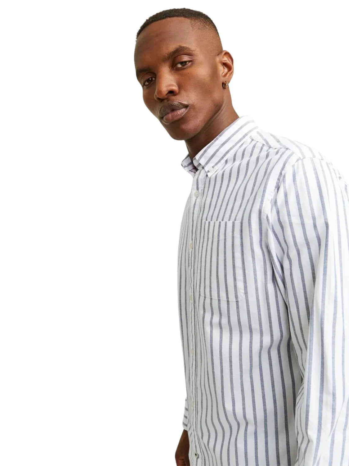Camisa Manga Larga Jack & Jones Rayas Azul | Bicos de Fío