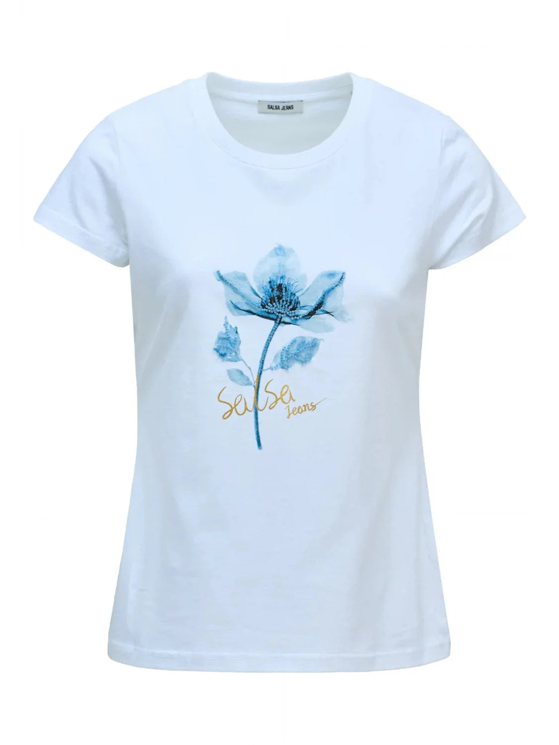 Camiseta Salsa Jeans Print Flor Blanco | Bicos de Fío