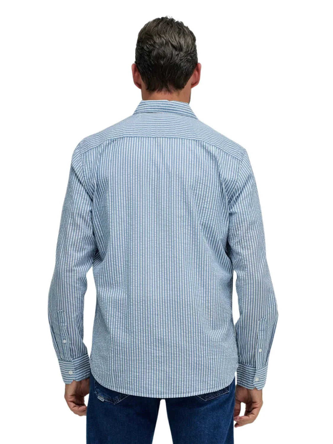 Camisa Rayas Seersucker Salsa Jeans Azul | Bicos de Fío