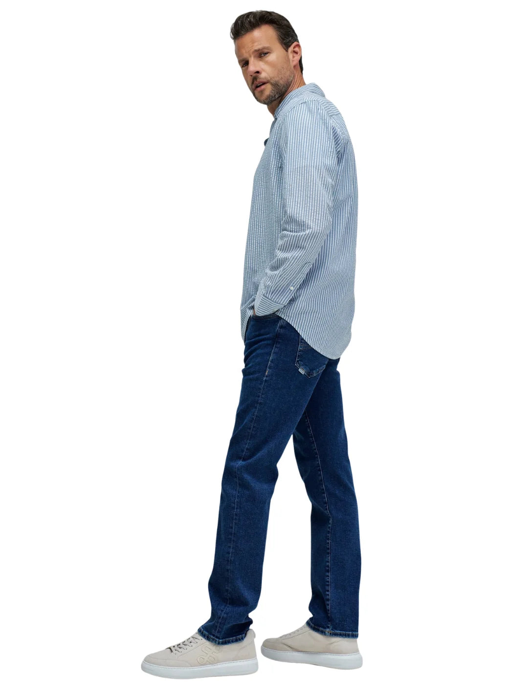 Camisa Rayas Seersucker Salsa Jeans Azul | Bicos de Fío