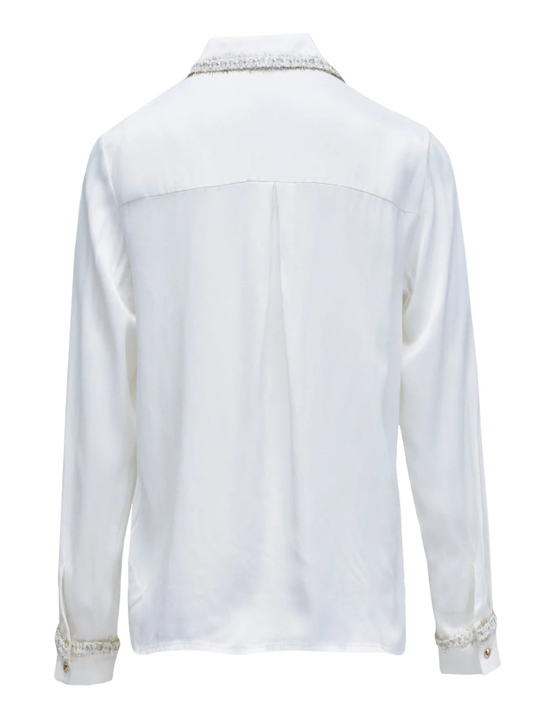 Camisa Satinada Tweed Salsa Jeans Blanco | Bicos de Fío