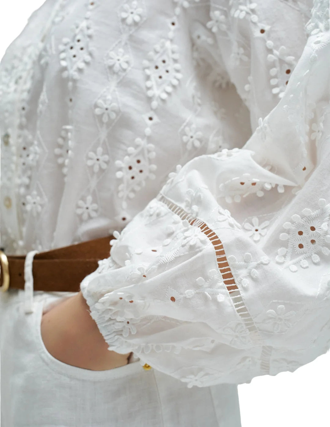 Camisa Textura Encaje Salsa Jeans Blanco | Bicos de Fío