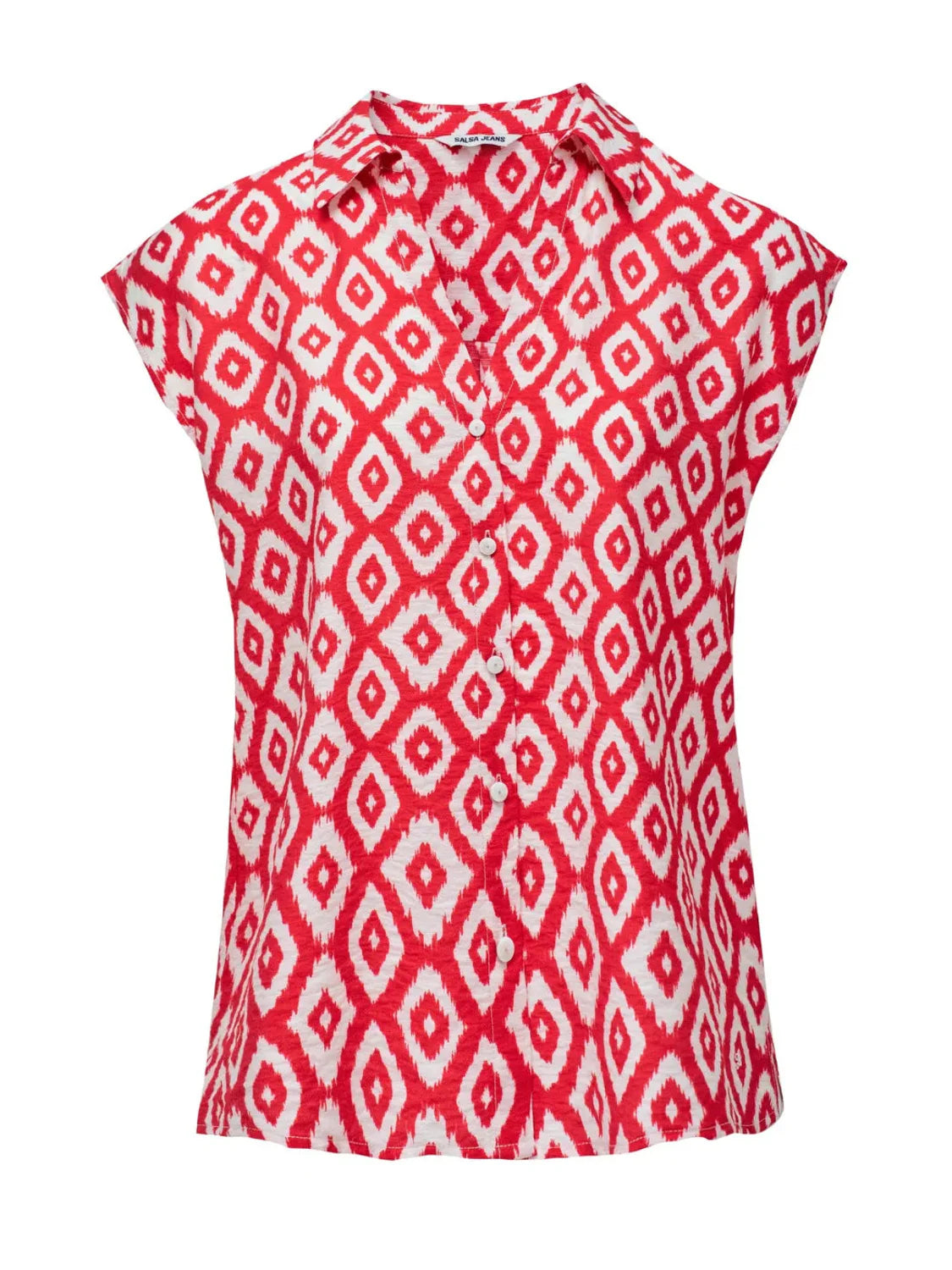 Camisa Textura Rombos Salsa Jeans Rojo | Bicos de Fío
