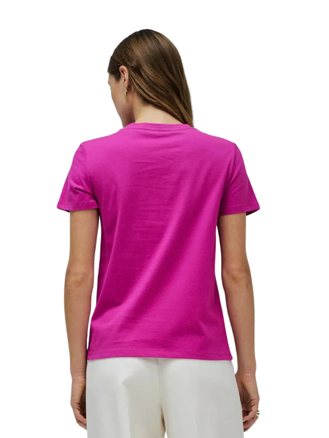 Camiseta Aplique Flores Salsa Jeans Fucsia | Bicos de Fío