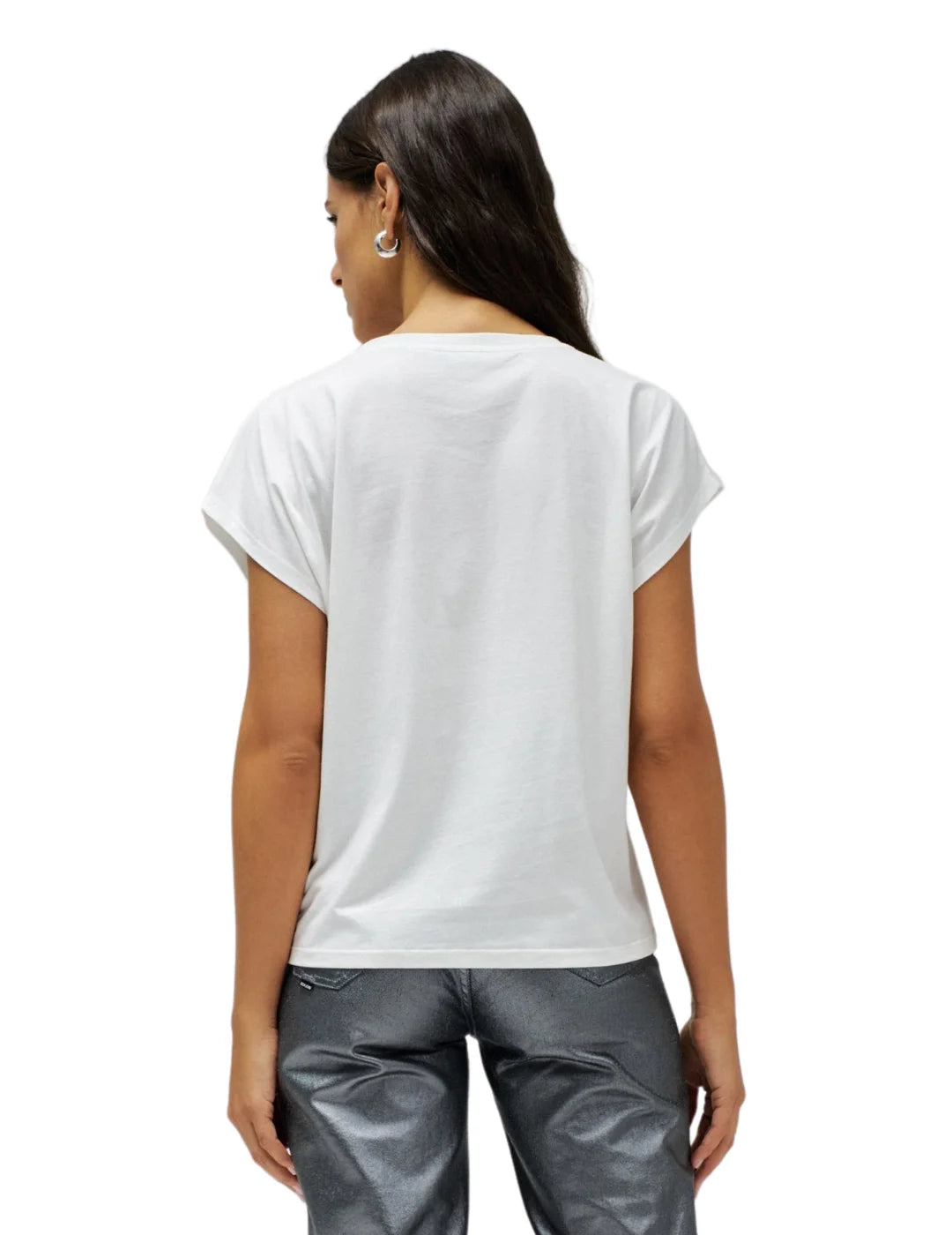 Camiseta Apliques Flores Salsa Jeans Blanco | Bicos de Fío