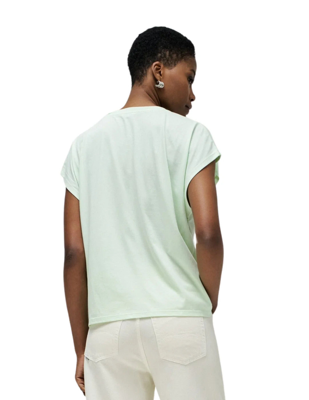 Camiseta Apliques Flores Salsa Jeans Verde | Bicos de Fío