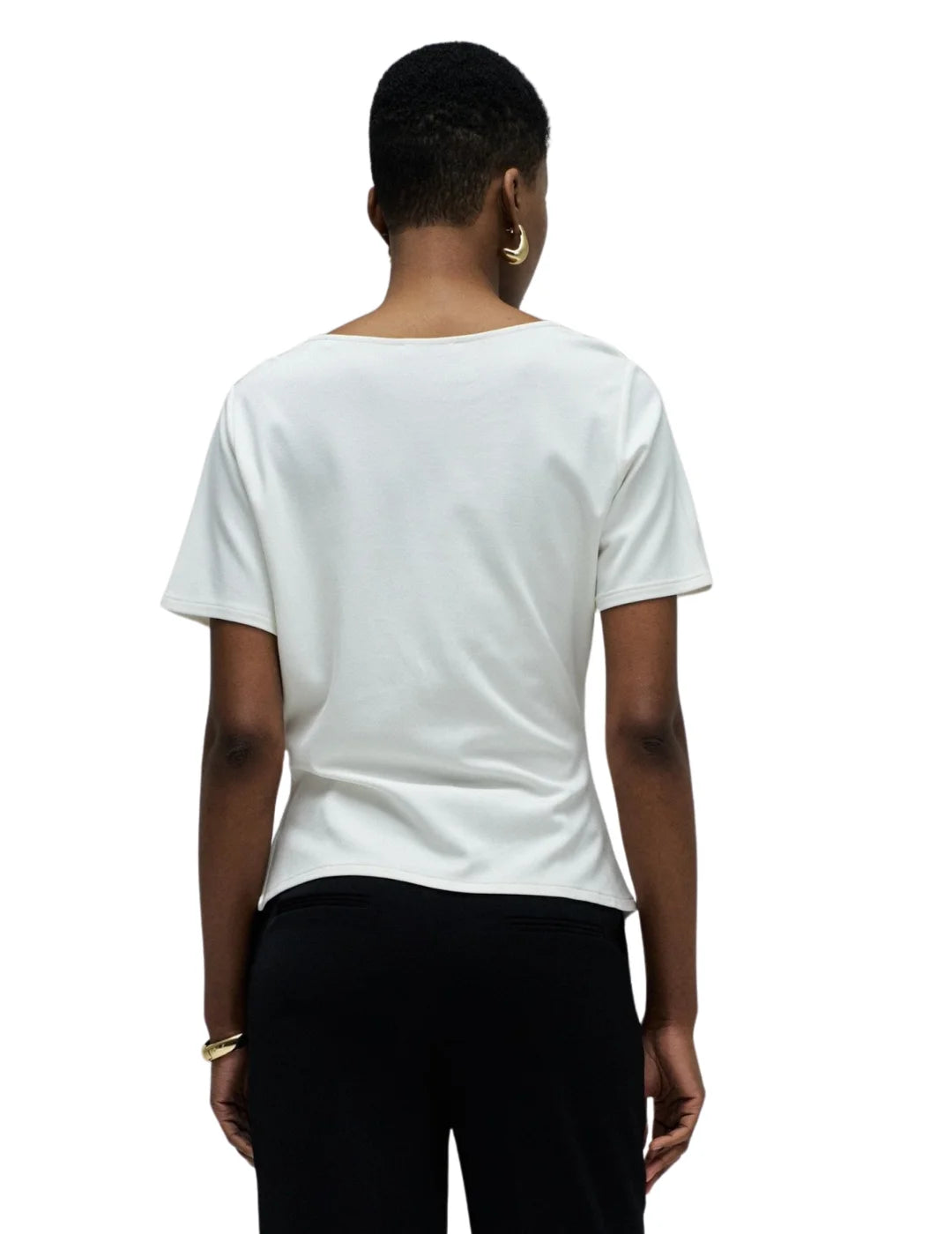Camiseta Asimétrica Drapeado Salsa Jeans Blanco | Bicos de Fío