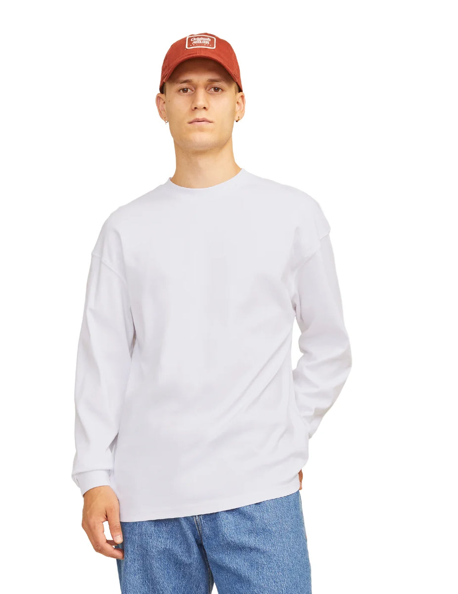 Camiseta Manga Larga Jack&Jones Urban Blanco Bicos De Fío