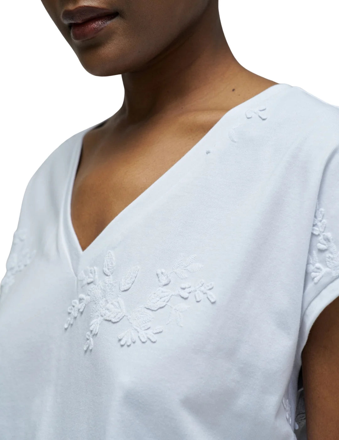 Camiseta Salsa Jeans Flower 3D Blanco | Bicos de Fío