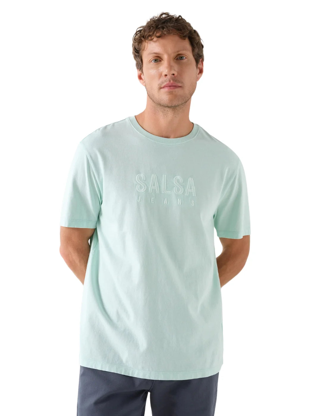 Camiseta Con Logo Cosido Salsa Jeans Verde Agua | Bicos de Fío