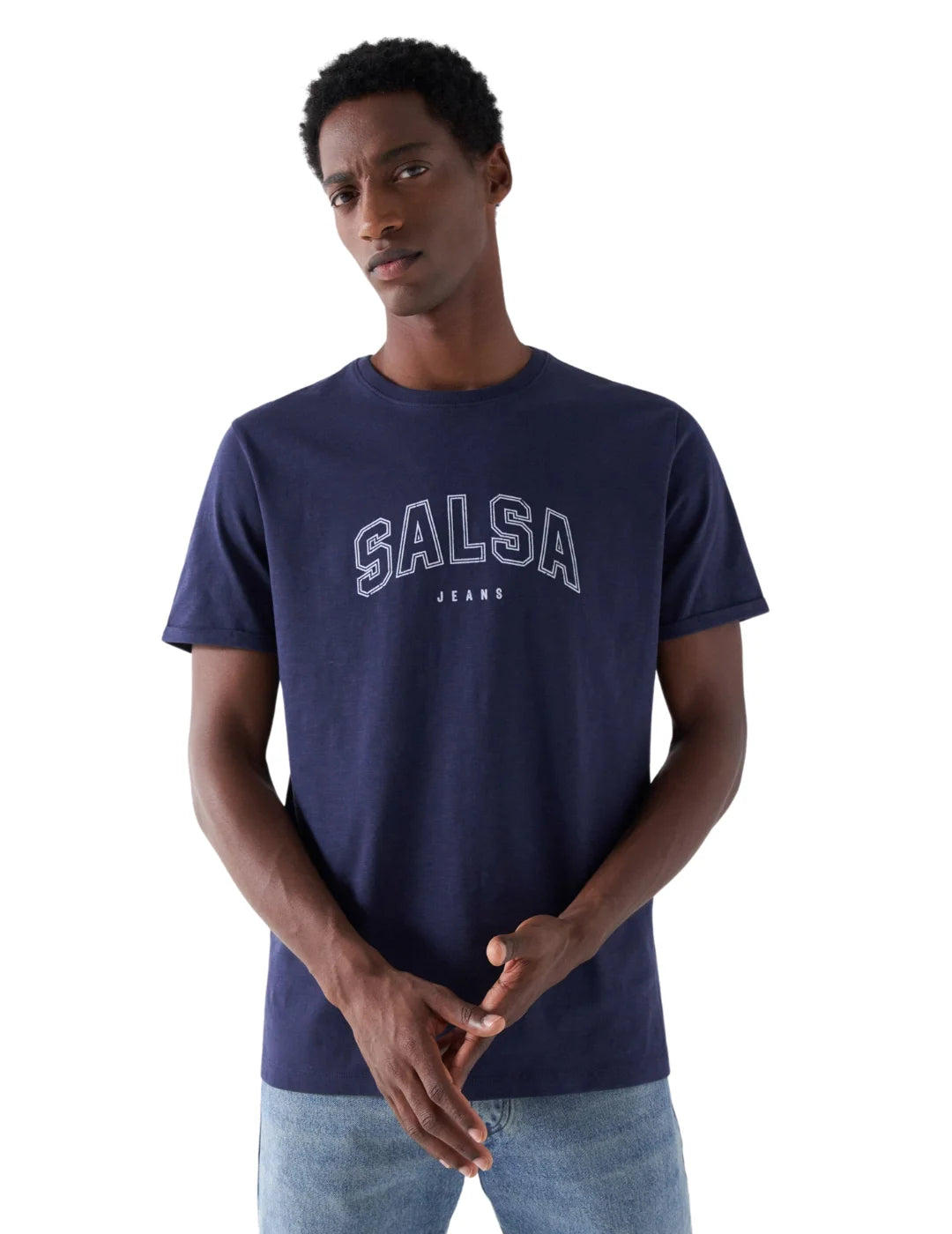 Camiseta Logo Universitario Salsa Jeans Azul Marino | Bicos de Fío