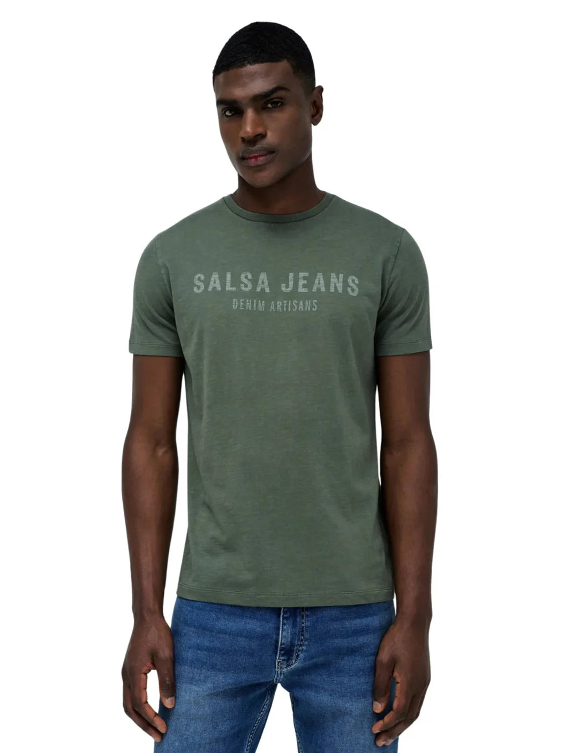Camiseta Branding Washed Salsa Jeans Verde | Bicos de Fío