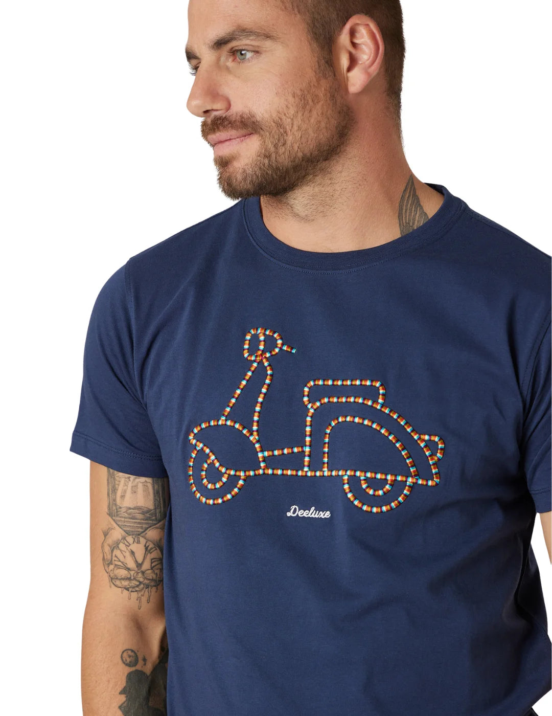 Camiseta DEELUXE Motoreta Azul Marino| Bicos de Fío