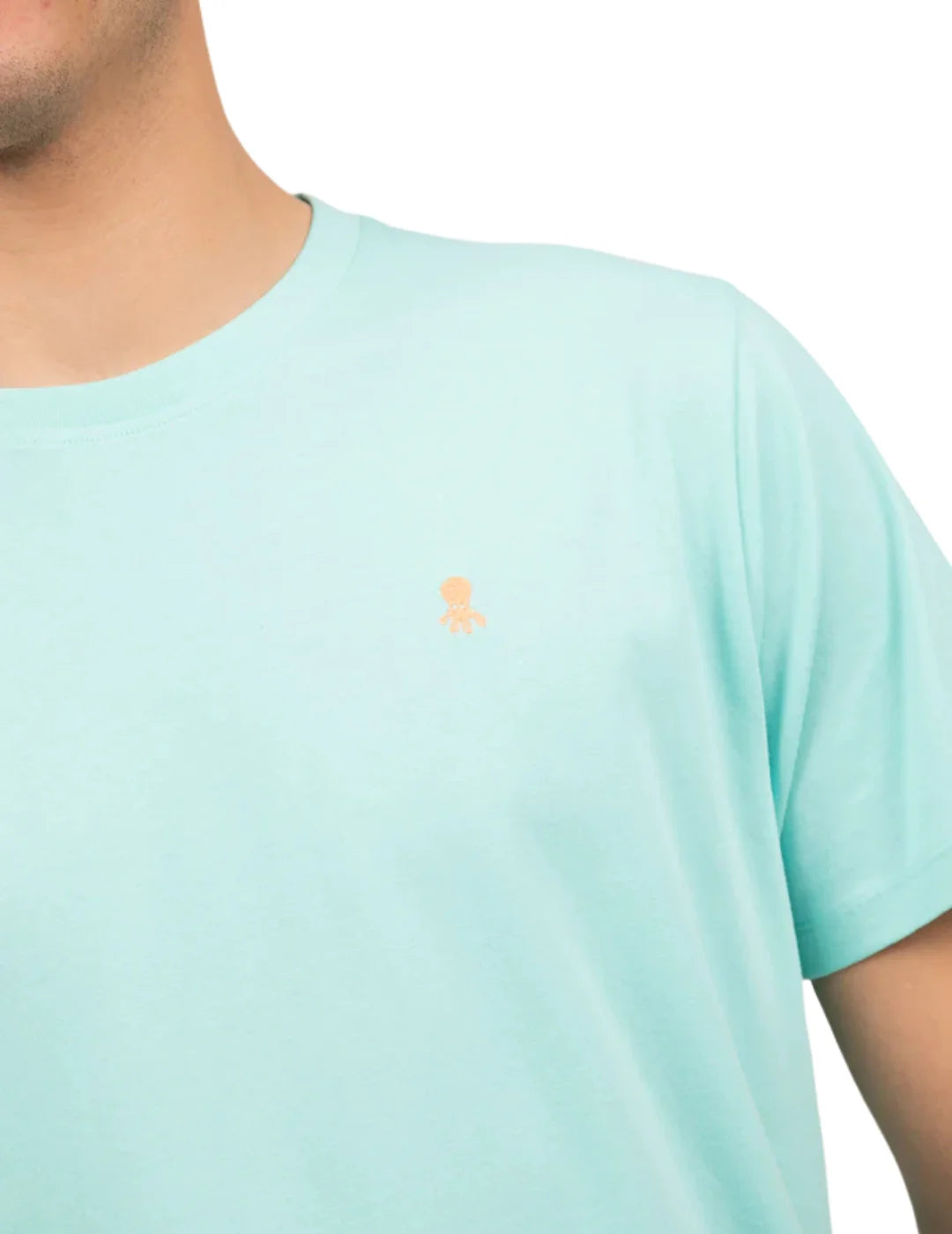 Camiseta elPulpo Logo Bordado Contraste Verde Agua | Bicos de Fío