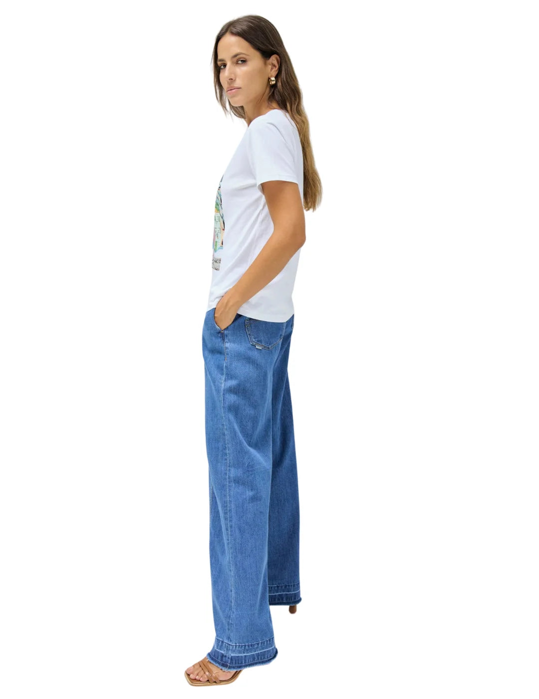 Camiseta Estampado Oporto Salsa Jeans Blanco | Bicos de Fío