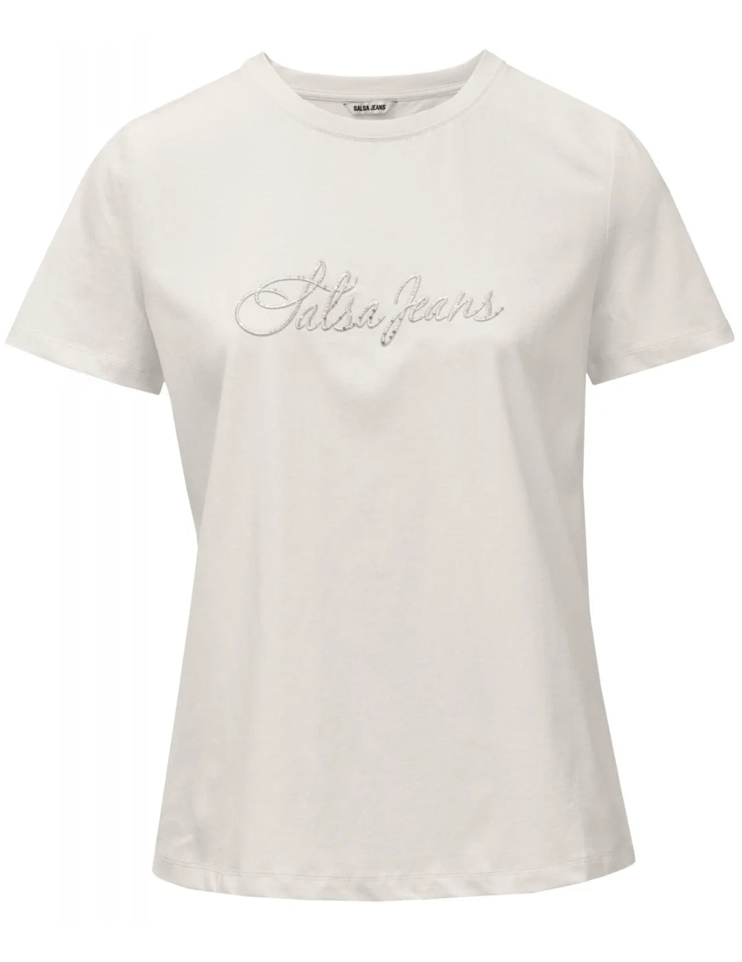 Camiseta Logo Bordado Brillo Salsa Jeans Beige | Bicos de Fío
