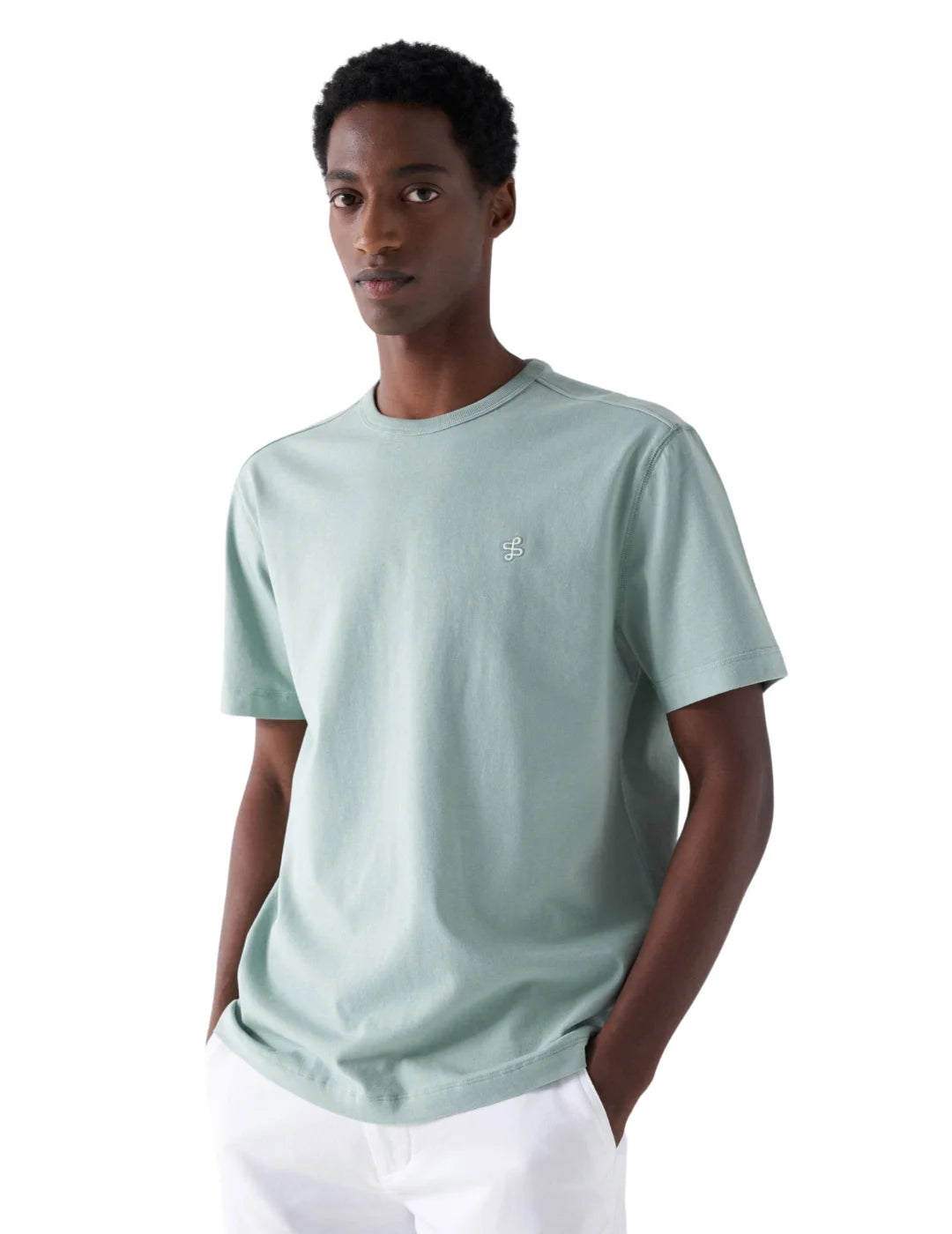 Camiseta Con Logo Bordado Salsa Jeans Verde Agua | Bicos de Fío