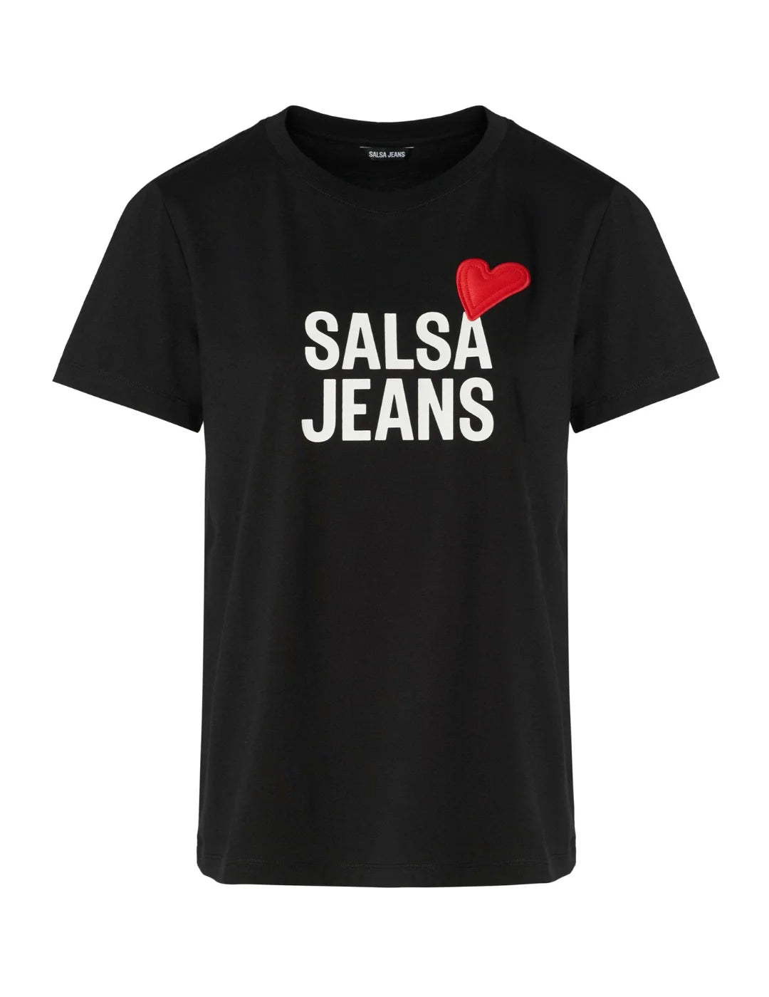 Camiseta Logo Corazón Salsa Jeans Negro | Bicos de Fío
