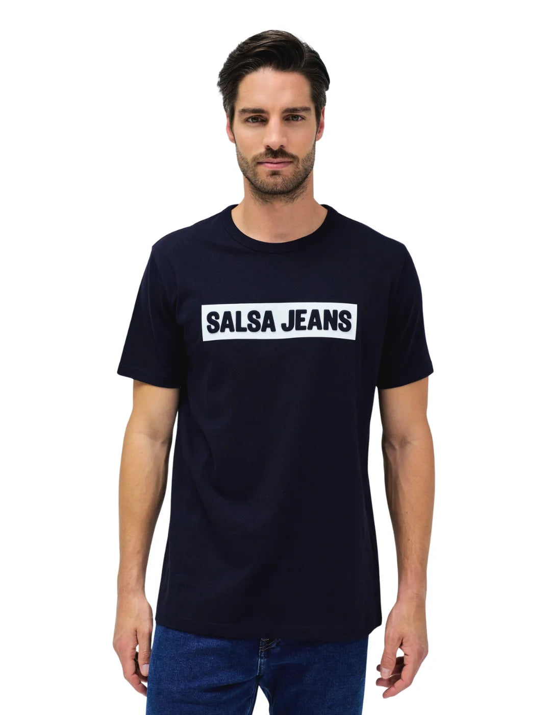 Camiseta Logo Relieve Salsa Jeans Azul Marino | Bicos de Fío