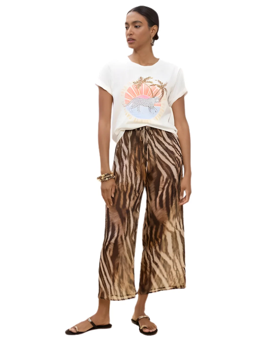 Camiseta Lola Casademunt Animal Palmeras Blanco | Bicos de Fío