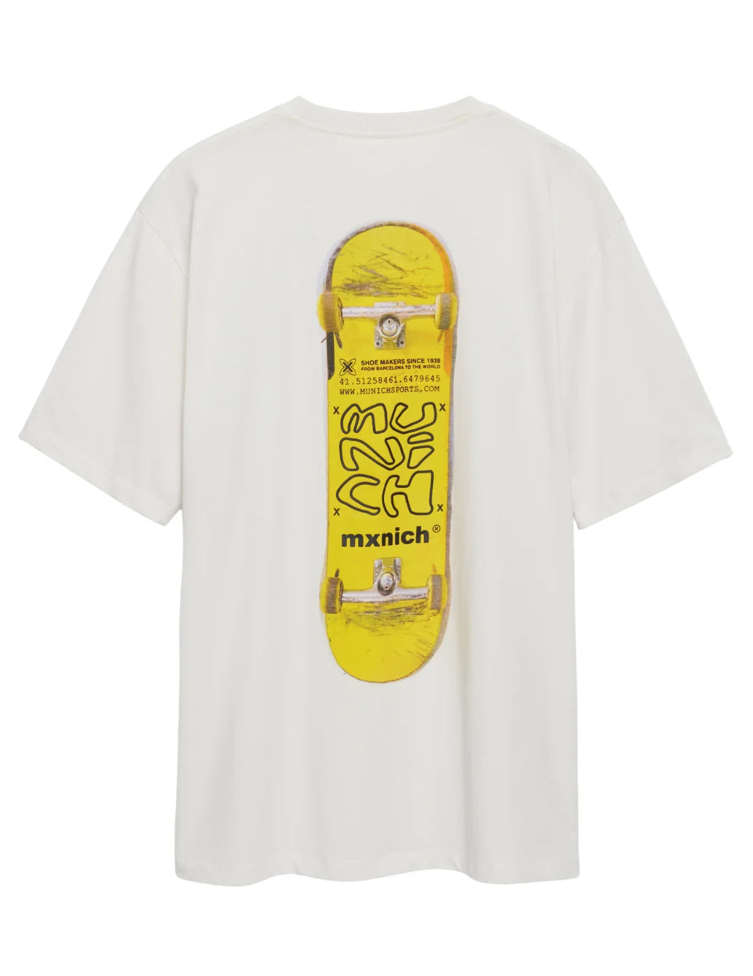 Camiseta Oversize Munich Skate Blanco | Bicos de Fío