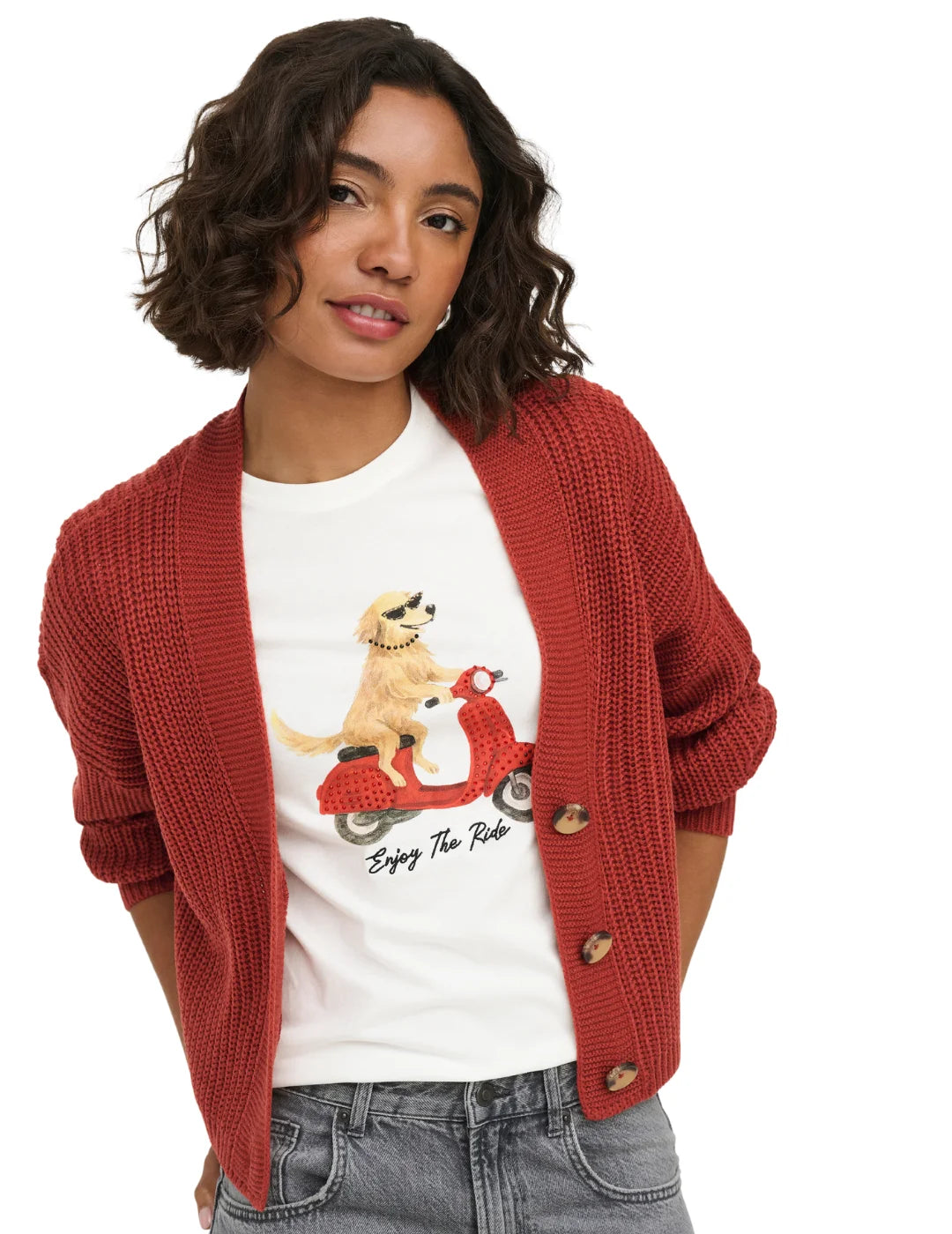 Camiseta ONLY Baria Dog Ride Blanco | Bicos de Fío