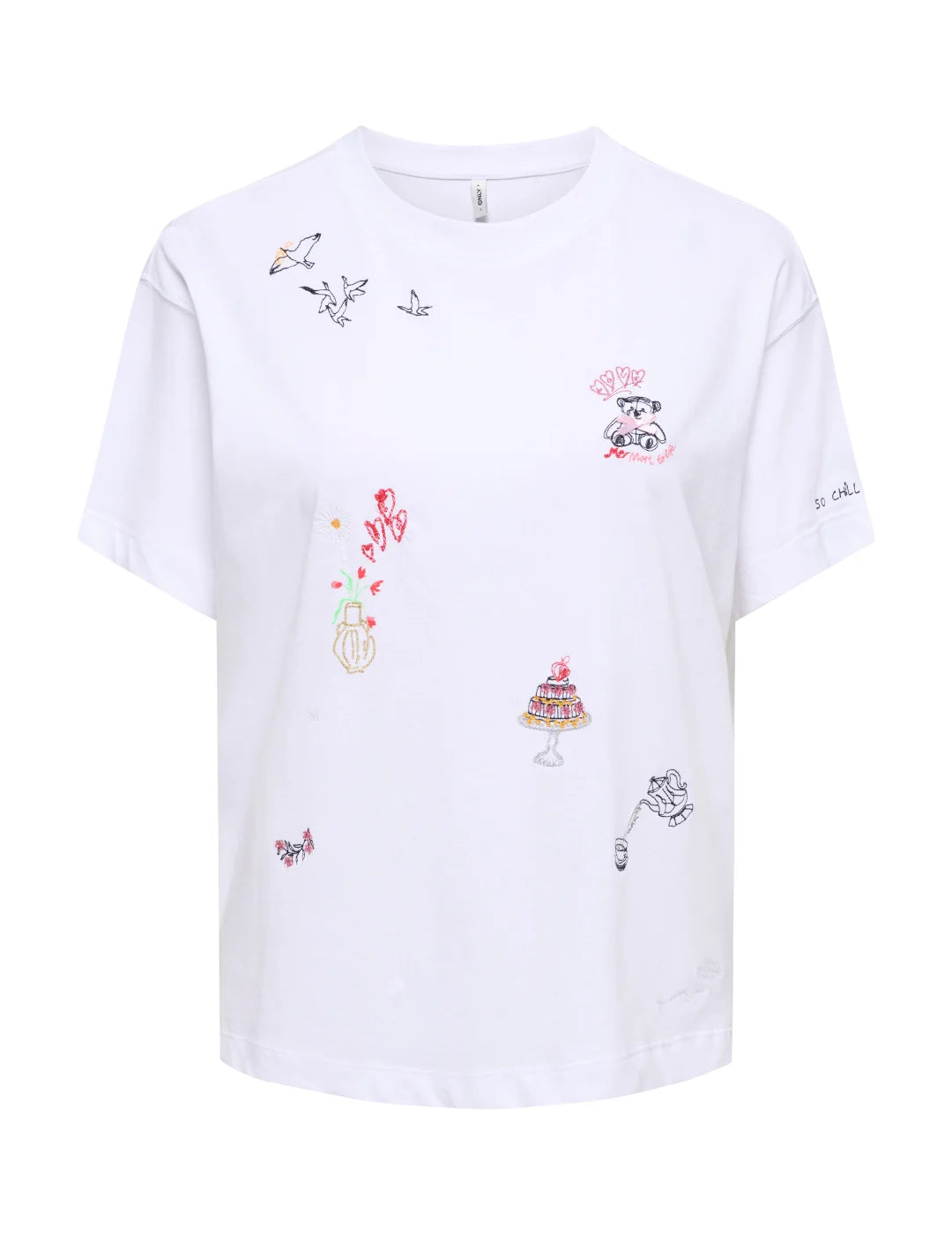 Camiseta ONLY Emmina So Chill Blanco | Bicos de Fío