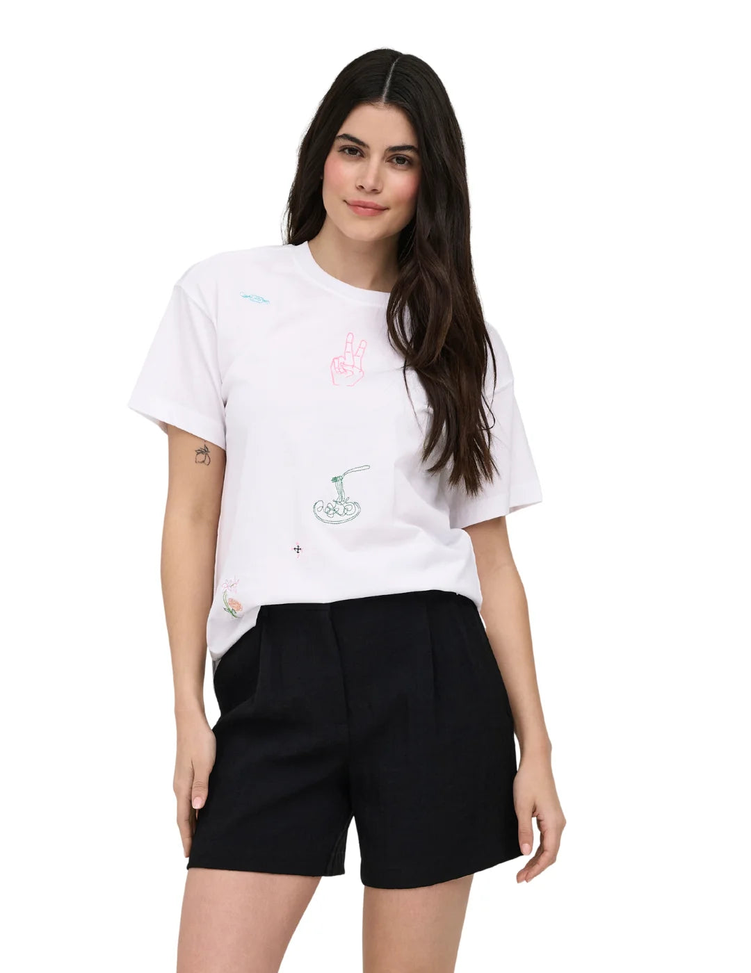 Camiseta ONLY Emmina Too Much Blanco | Bicos de Fío