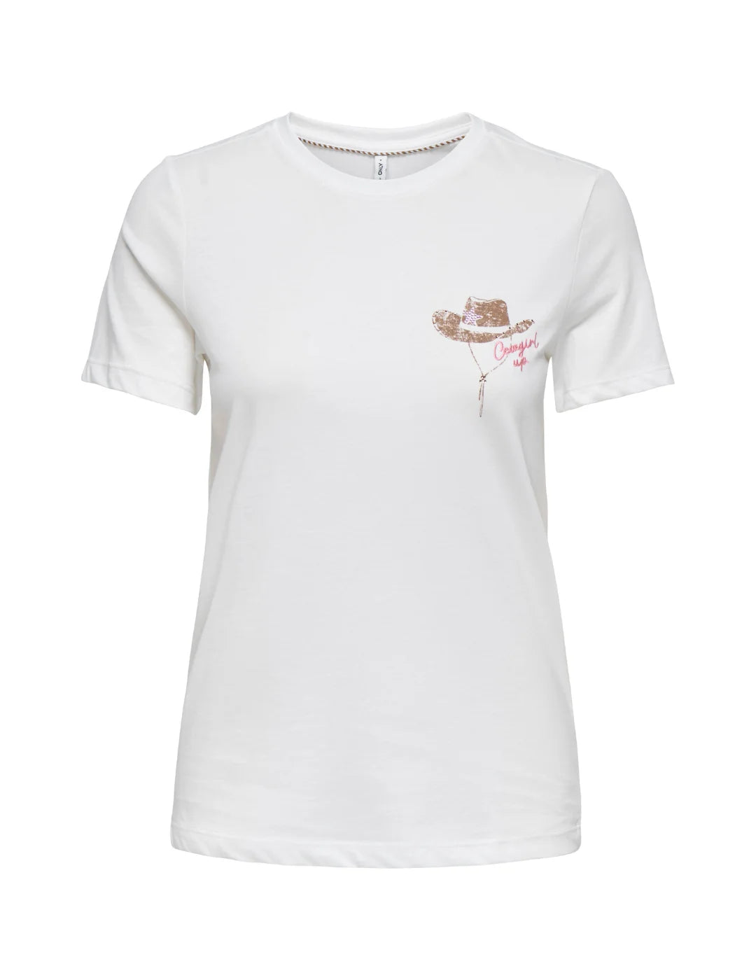 Camiseta ONLY Kita Cowgirl Blanco | Bicos de Fío