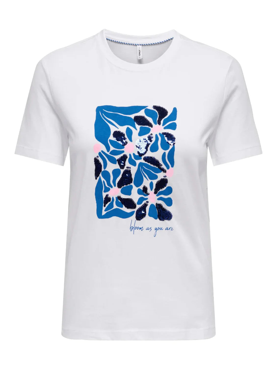 Camiseta ONLY Kita Flor Rita Blanco | Bicos de Fío