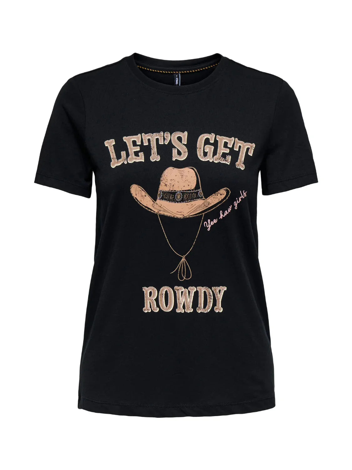 Camiseta ONLY Kita Rowdy Negro | Bicos de Fío