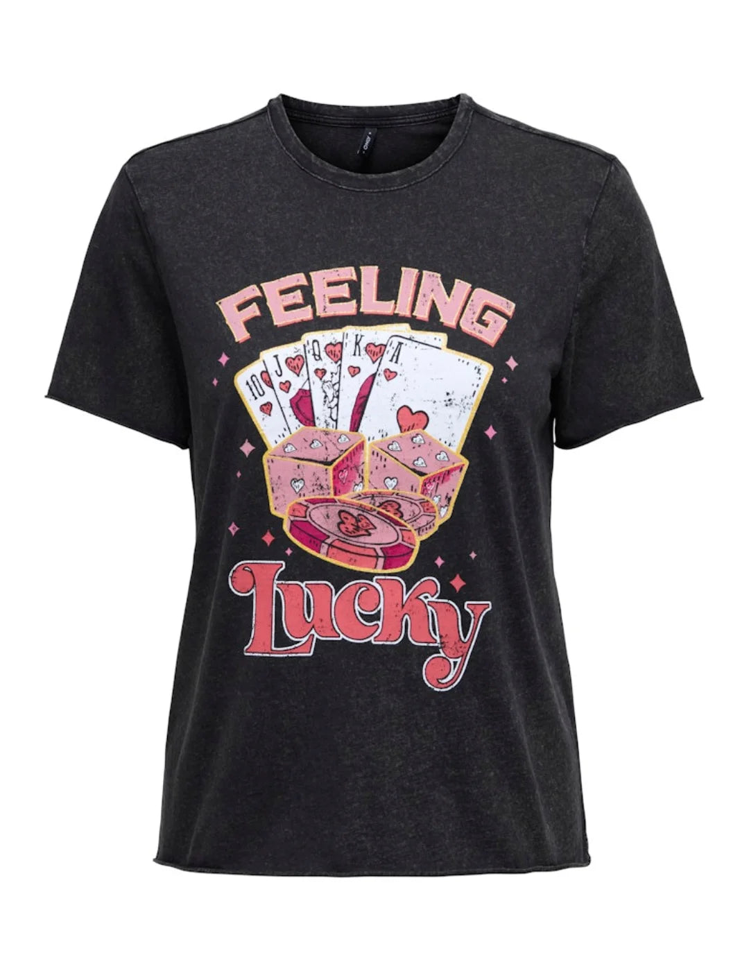 Camiseta ONLY Lucy Lucky Cards Negro | Bicos de Fío