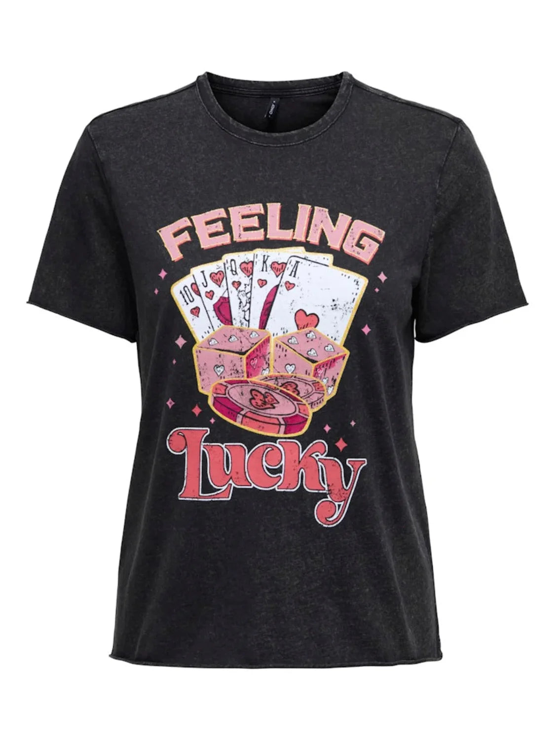 Camiseta ONLY Lucy Lucky Cards Negro | Bicos de Fío