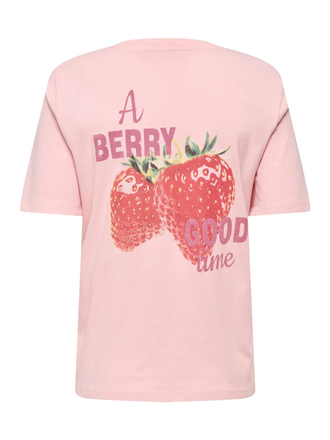 Camiseta ONLY Lucy Straweberry Rosa | Bicos de Fío