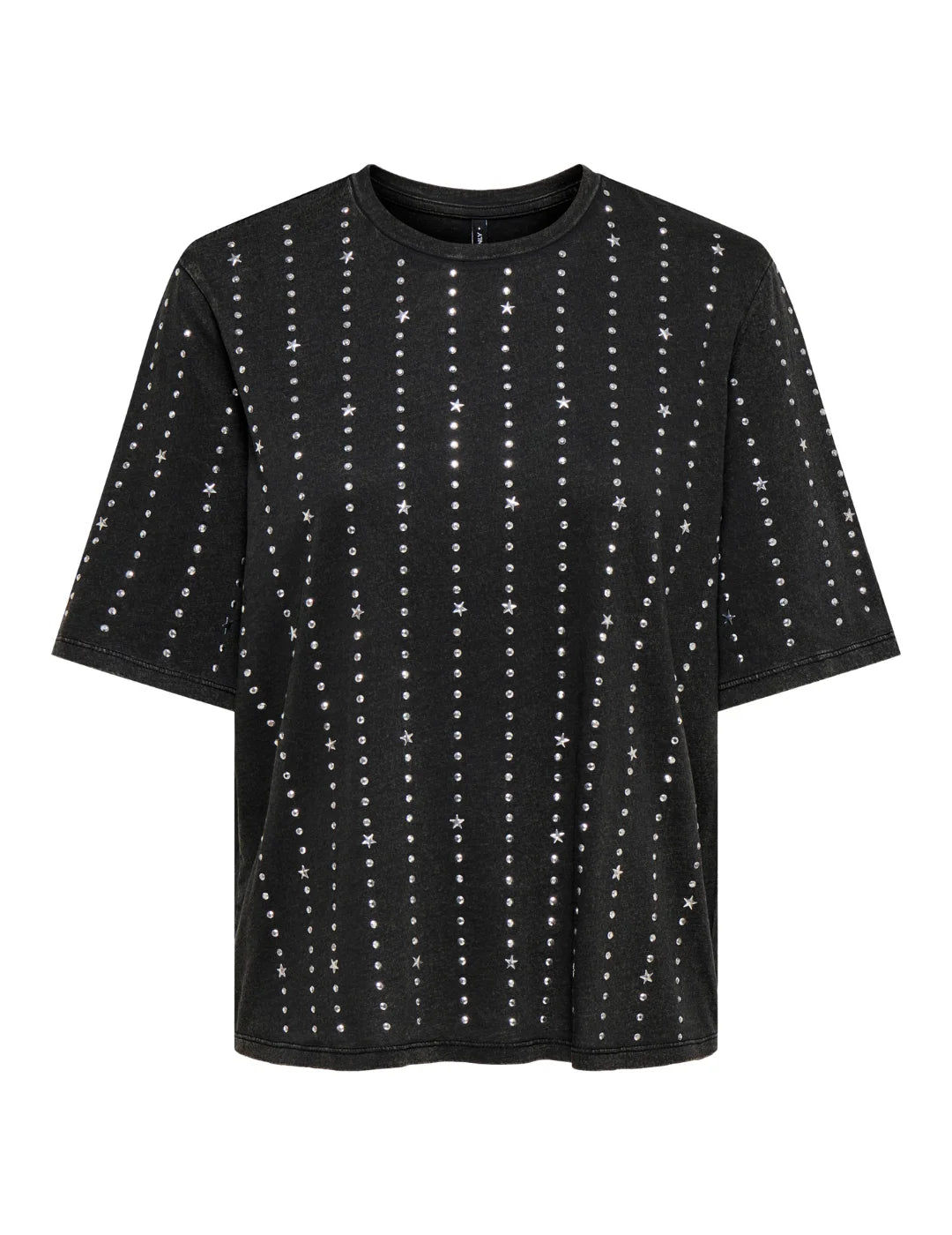 Camiseta ONLY Lucy Studs Negro | Bicos de Fío