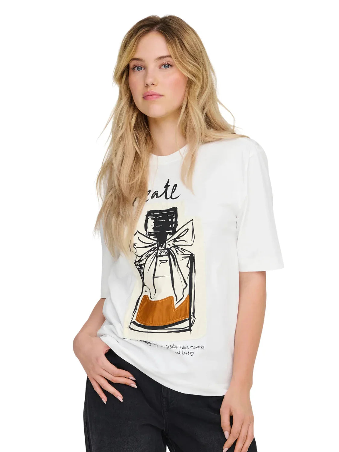 Camiseta Only Onlkate Perfume Blanco | Bicos de Fío