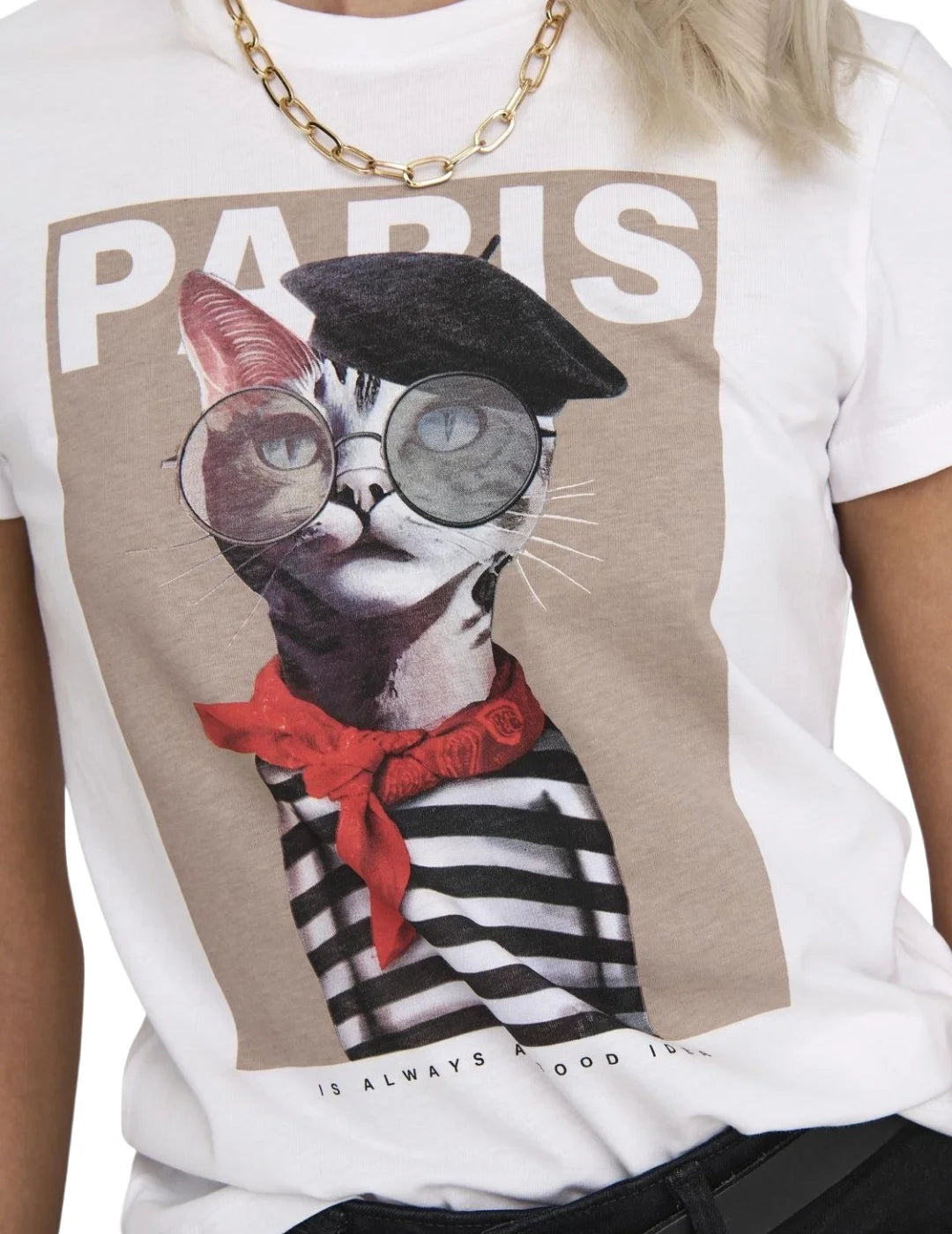 Camiseta Only Onlvibe Paris Blanco | Bicos de Fío