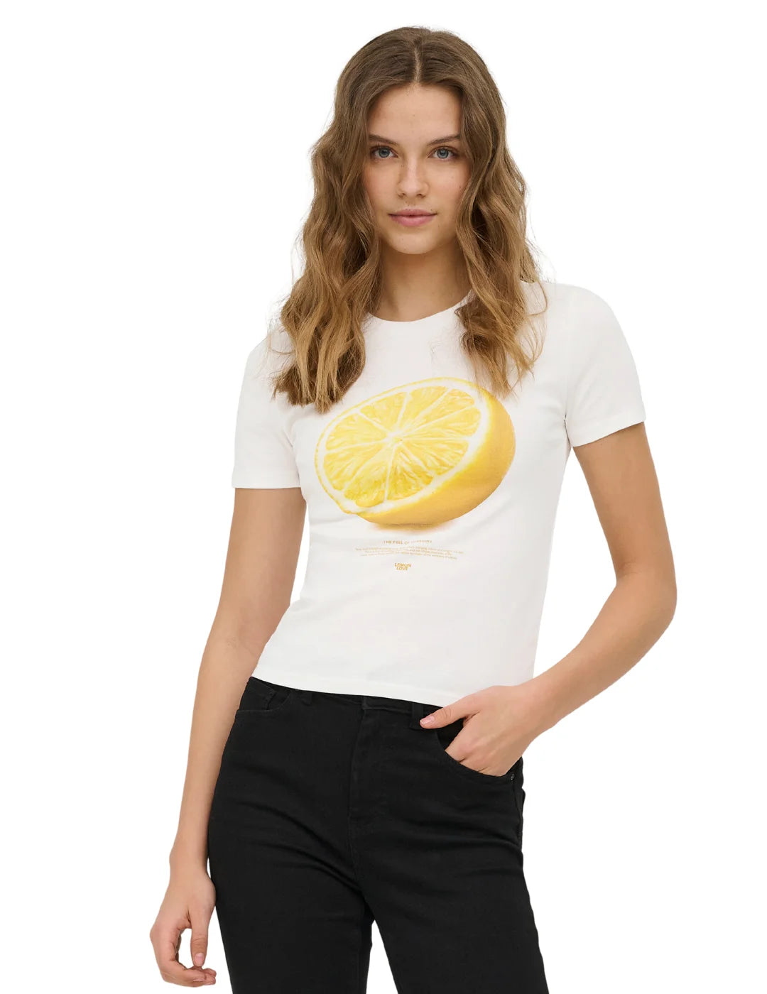 Camiseta ONLY Princess Lemon Blanco | Bicos de Fío
