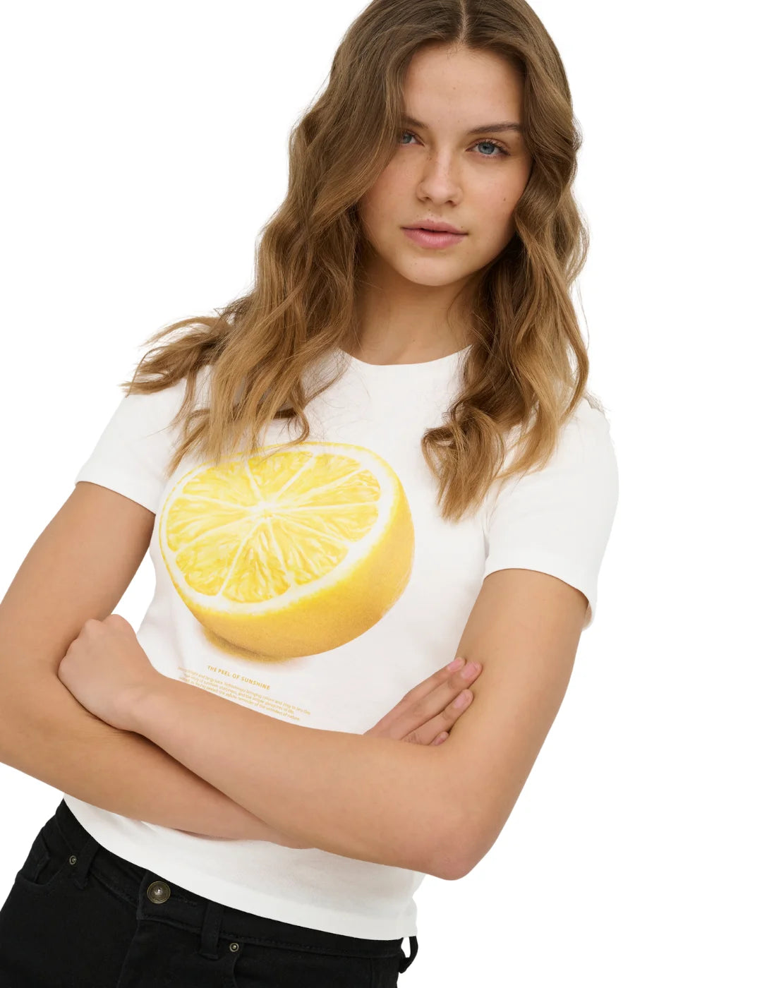 Camiseta ONLY Princess Lemon Blanco | Bicos de Fío