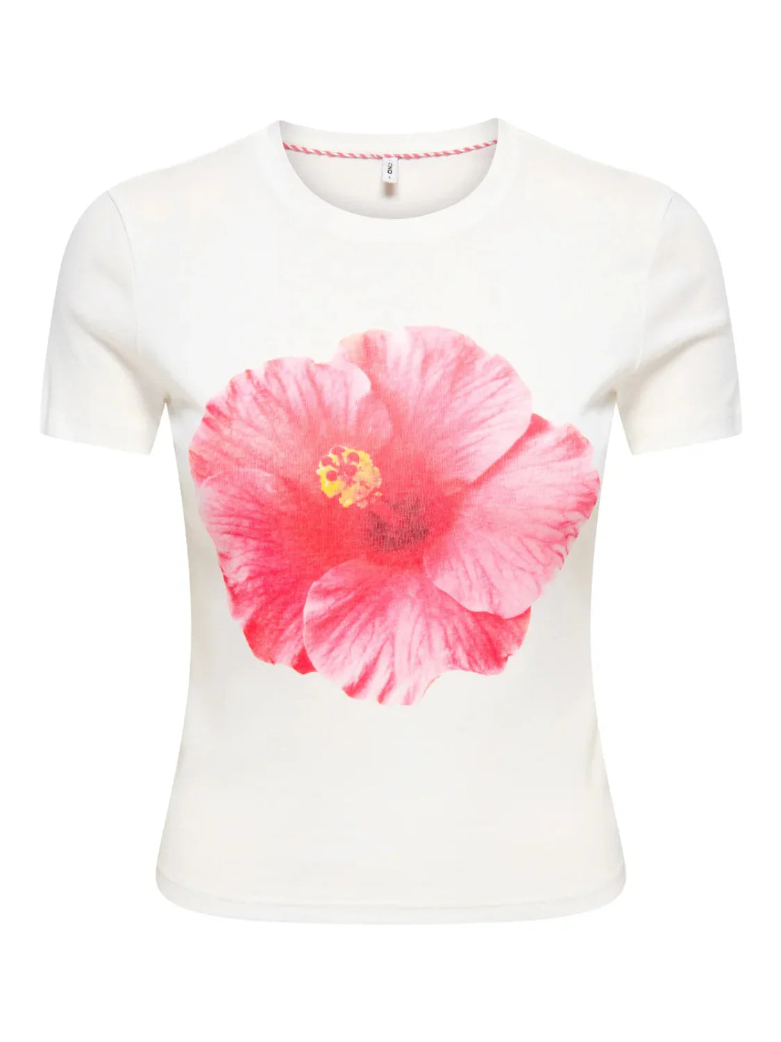Camiseta ONLY Princess Pink Flower Blanco | Bicos de Fío
