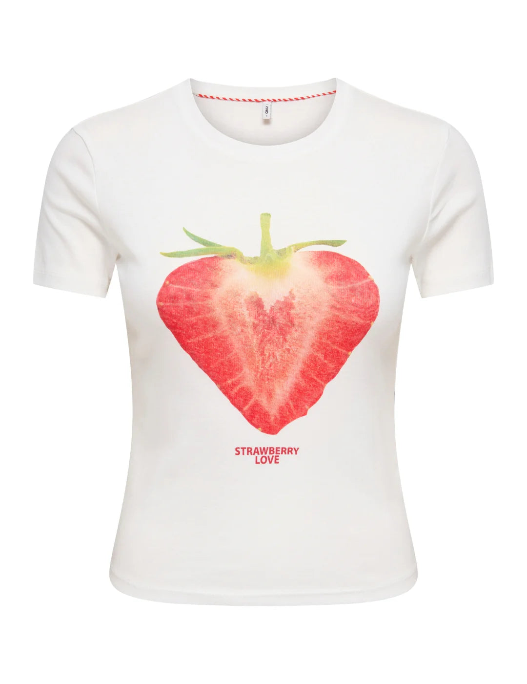 Camiseta ONLY Princess Strawberry Blanco | Bicos de Fío